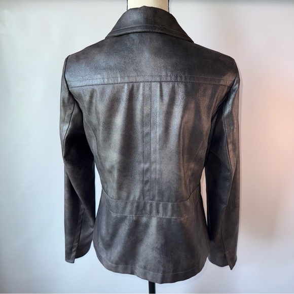 Chico's Women’s dark grey shimmery Button up Blazer Tailored Fit size 0 US small - Picture 3 of 7